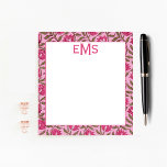 Monogram Roze Blok Print, Bloemen Notitieblok<br><div class="desc">Pas dit notitieblok aan met initialen voor een echt aangepaste look!</div>