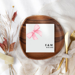 Monogram Roze Blush Bow Boho bruiloft Servet