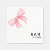 Monogram Roze Blush Bow Boho bruiloft Servet (Voorkant)