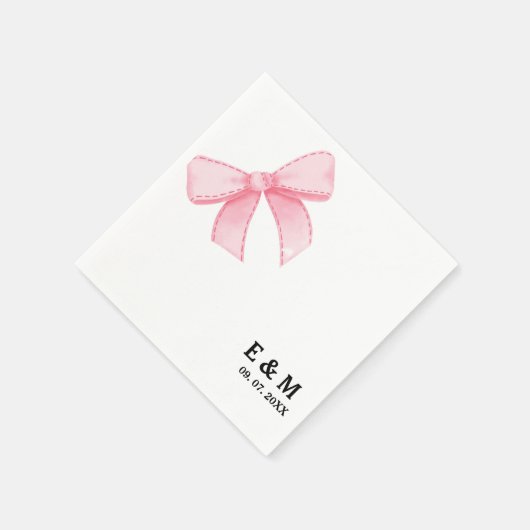 Monogram Roze Blush Bow Boho bruiloft Servet (Hoek)