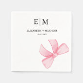 Monogram Roze Blush Bow thema bruiloft Servet (Voorkant)