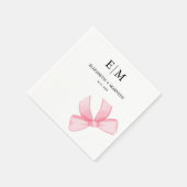 Monogram Roze Blush Bow thema bruiloft Servet (Hoek)
