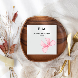 Monogram Roze Blush Bow thema bruiloft Servet