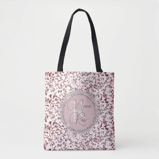 Monogram Roze Blush Marmer Tote Bag (Voorkant)