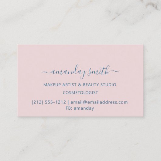 Monogram Roze Blush Powder Blogger Royal Lijst Visitekaartje (Achterkant)