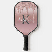 Monogram Roze Blush Roze Goud Druppelende Glitter Pickleball Paddle (Achterkant)