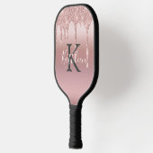 Monogram Roze Blush Roze Goud Druppelende Glitter Pickleball Paddle (Links)