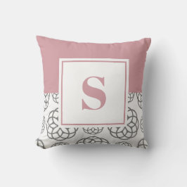 Monogram Roze Blush Roze Patroon Kussen