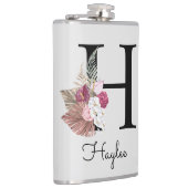 Monogram Roze Boho Bloem Initial H Heupfles (Rechts)
