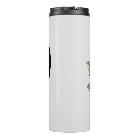 Monogram roze Boho bloemig Initiaal D Thermosbeker (Achterkant)