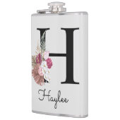 Monogram Roze Boho Bloemige Initiaal H Heupfles (Links)