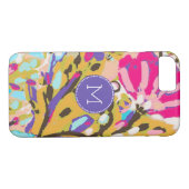 Monogram | Roze Boho Floral I Case-Mate iPhone Case (Achterkant (Horizontaal))