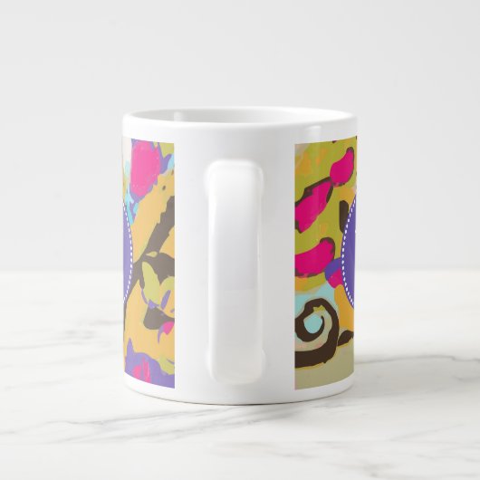 Monogram | Roze Boho Floral I Grote Koffiekop (Achterkant)