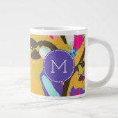 Monogram | Roze Boho Floral I Grote Koffiekop (Rechts)