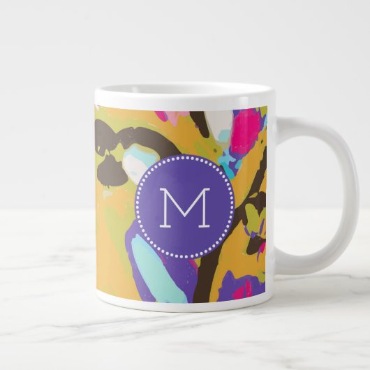 Monogram | Roze Boho Floral I Grote Koffiekop (Rechts)