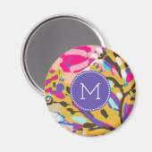 Monogram | Roze Boho Floral I Magneet (Voorkant / Achterkant)