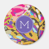 Monogram | Roze Boho Floral I Magneet (Voorkant)