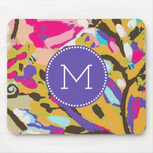 Monogram | Roze Boho Floral I Muismat (Voorkant)