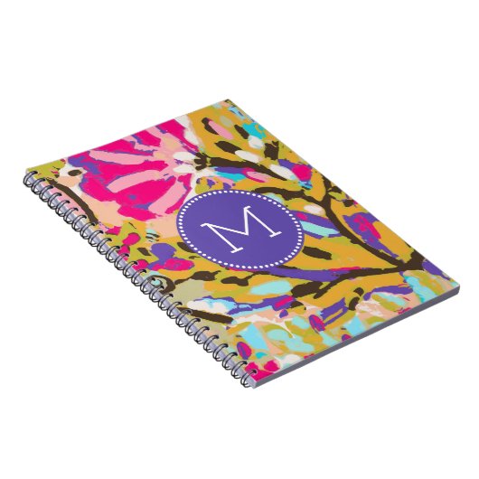 Monogram | Roze Boho Floral I Notitieboek (Rechterzijde)