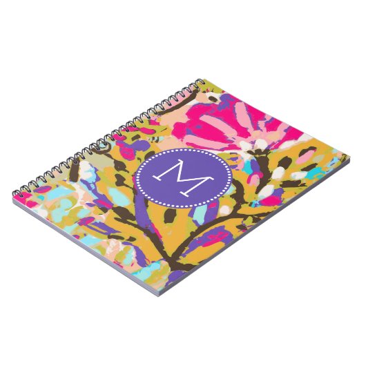 Monogram | Roze Boho Floral I Notitieboek (Linkerzijde)