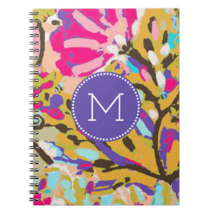 Monogram   Roze Boho Floral I Notitieboek