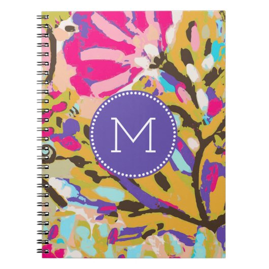 Monogram | Roze Boho Floral I Notitieboek (Voorkant)