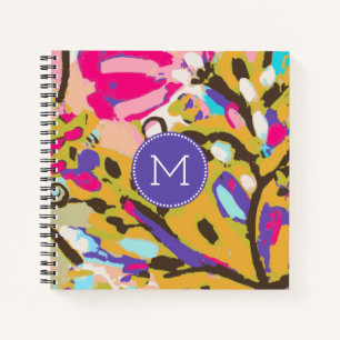 Monogram   Roze Boho Floral I Notitieboek