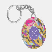 Monogram | Roze Boho Floral I Sleutelhanger (Voorkant Links)