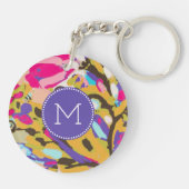 Monogram | Roze Boho Floral I Sleutelhanger (Achterkant)