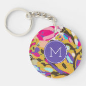 Monogram | Roze Boho Floral I Sleutelhanger (Voorkant)