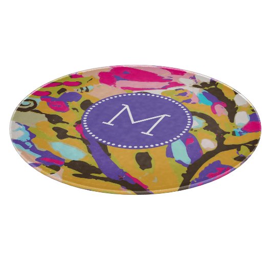 Monogram | Roze Boho Floral I Snijplank (Hoek)