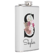 Monogram roze Boho Floral Initiaal S Heupfles (Rechts)