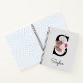 Monogram roze Boho Floral Initiaal S Notitieboek (Binnen)