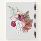 Monogram Roze Boho Girly Floral Initiaal H Notitieboek (Achterkant)