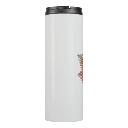 Monogram Roze Boho Girly Floral Initiaal L Thermosbeker (Achterkant)