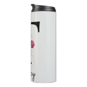 Monogram Roze Boho Girly Floral Initiaal T Thermosbeker (Geroteerd rechts)