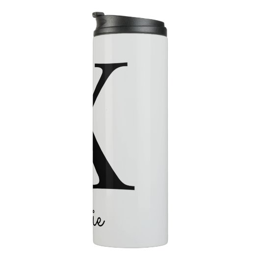 Monogram Roze Boho Girly Floral Initiaal X Thermosbeker (Geroteerd rechts)