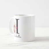 Monogram Roze Boho Meisjesachtig Bloem Initial I Koffiemok (Voorkant links)