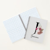 Monogram Roze Boho Meisjesachtig Bloem Initial J Notitieboek (Binnen)