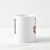 Monogram Roze Boho Meisjesachtig Bloemend Initial  Koffiemok (Center)