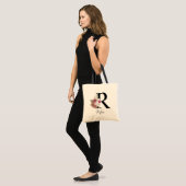 Monogram Roze Boho Meisjesachtig Bloemend Initial Tote Bag (Voorkant (model))