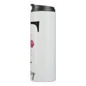 Monogram Roze Boho Meisjesachtig Bloemstuk Initiaa Thermosbeker (Geroteerd rechts)