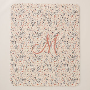 Monogram Roze Boho Paars Koraal Wilde Bloemen Sherpa Deken
