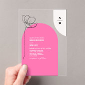 Monogram Roze Boog Bloemen Huwelijksuitnodiging Acryl Uitnodigingen (Insitu (Draagbaar))