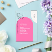Monogram Roze Boog Bloemen Huwelijksuitnodiging Acryl Uitnodigingen (Insitu (Huwelijk))