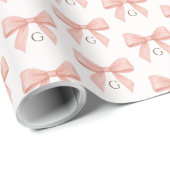 Monogram Roze Boog Waterverf Cadeaupapier (Rol Hoek)