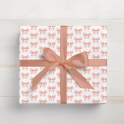 Monogram Roze Boog Waterverf Cadeaupapier