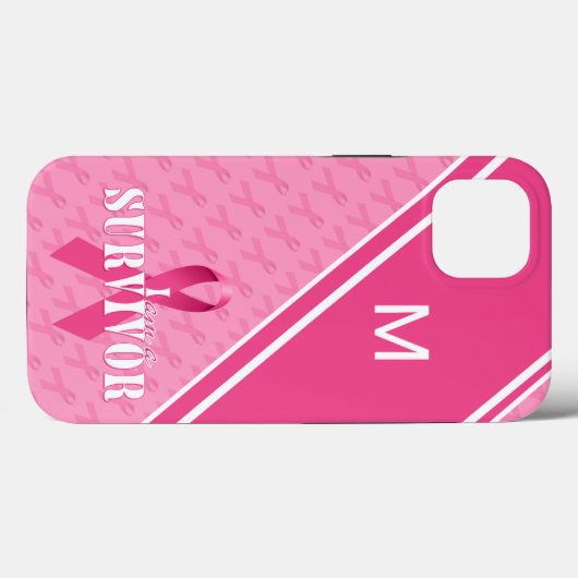 Monogram roze Borstkanker Overleving Case-Mate iPhone Case (Achterkant (horizontaal))