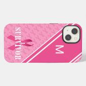 Monogram roze Borstkanker Overleving iPhone Hoesje (Achterkant horizontaal)