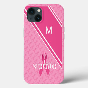 Monogram roze Borstkanker Overleving iPhone 13 Hoesje